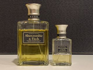Vintage Abercrombie & Fitch Woods Cologne 3.  4 Oz (80 Full), .  65 Oz (1/3 Full)