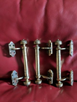 3 Vintage Solid Brass Door Pull Handles