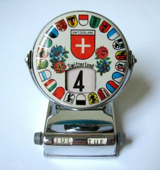 Switzerland - St.  Bernard Dog Vintage Metal Desk Perpetual Calendar