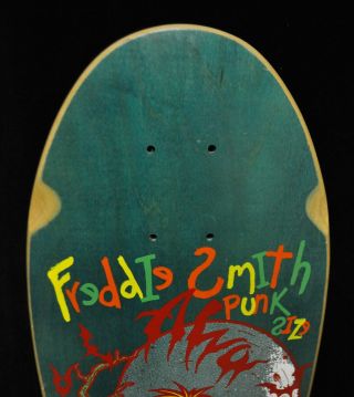 Vintage Alva 1988 Fred Smith Punk Size Skateboard Green stain NOS tri - tail 2