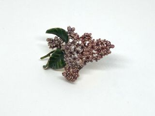 Vintage Mfa Museum Of Fine Arts Purple Lilac Enamel Flower Pin Brooch Figural