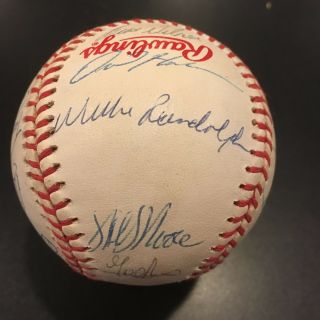 1990 OAKLAND A ' S TEAM SIGNED BASEBALL WORLD SERIES RICKY CANSECO MCGWIRE JSA 2