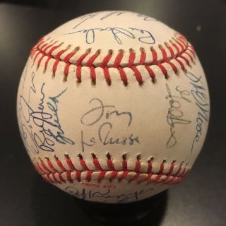1990 OAKLAND A ' S TEAM SIGNED BASEBALL WORLD SERIES RICKY CANSECO MCGWIRE JSA 3