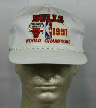 Vintage 1991 Nba Finals Champions Chicago Bulls Strapback Hat Cap