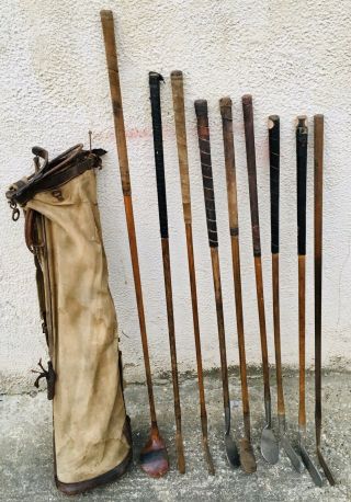 Vintage Antique Wooden Golf Clubs With Leather Bag Hoodie