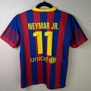 Fc Barcelona Neymar Jr 11 Qatar Airways Unicef Soccer Jersey Youth Size 10 Anni