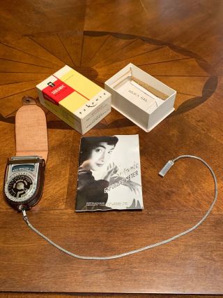 Vintage Sekonic Seiko Light Meter Type L - 6 (l - Vi) With Case,  Chain,  Book