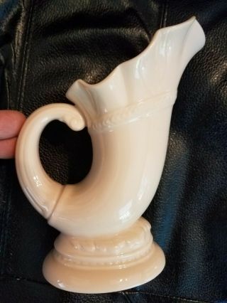 Vintage Large Lenox Horn of Plenty Cornucopia Vase Pink 1930 - 53 Green Mark 2