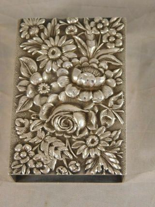 Vintage S Kirk & Son Sterling Silver Repousse Match Box Holder 24