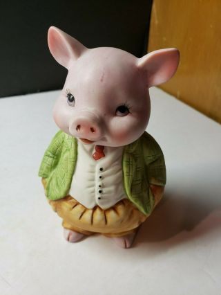 Vintage Lefton China Bisque Boy Pig Piggy Bank