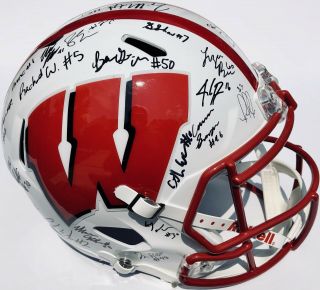 2019 Wisconsin Badgers Team Signed F/s Football Helmet Jonathan Taylor W/coa