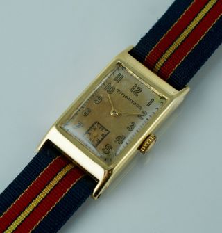 14K 1937 Tiffany & Co Omega 17J Tank Art Deco Wrist Watch Wristwatch Vintage Old 2