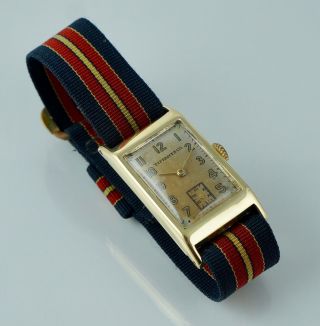 14K 1937 Tiffany & Co Omega 17J Tank Art Deco Wrist Watch Wristwatch Vintage Old 3