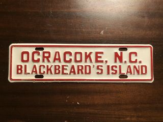 Vintage Rare Ocracoke Nc,  Blackbeards Island License Plate Topper.  Old Stock