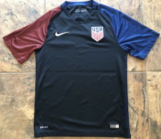 Nike Soccer Jersey Dri Fit National Team Usa 2016 Authentic Black Kit Mens Small