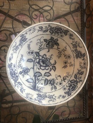 Vintage Ironstone Blue & White Large Serving Bowl Floral Design 10 " X4”