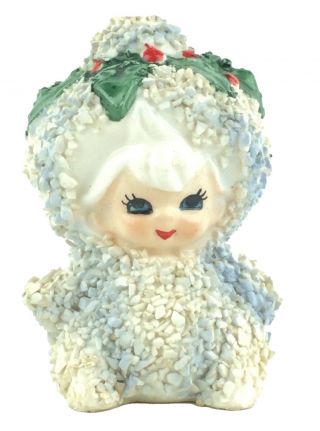 Vintage Lefton Snow Baby Textured Figurine So Cute 3” Tall