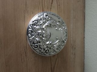 Lovely Vintage Solid Silver Ornate Repousse Hand Pocket Mirror Birmingham 1975
