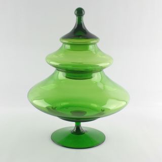 Vintage Empoli Glass Green 3 Piece Stacking Christmas Tree Dish - Replacement