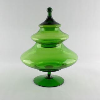 VINTAGE EMPOLI GLASS GREEN 3 PIECE STACKING CHRISTMAS TREE DISH - Replacement 3