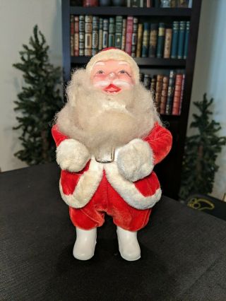 Vintage Mid Century Velvet Santa Claus Bendable 10 " Mcm Harold Gale Christmas