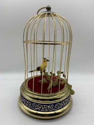 Vintage Antique Wind Up Chirping Singing Mechanical Bird Cage