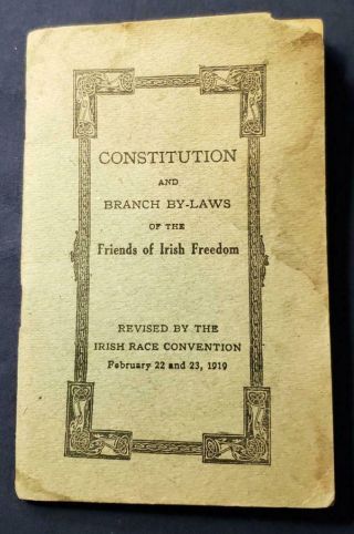 1919 U.  S.  Friends Of Irish Freedom Irish Race Convention Booklet