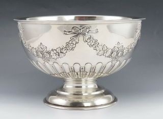 Antique 1904 English Sterling Silver Floral Festoon Centerpiece/fruit/punch Bowl