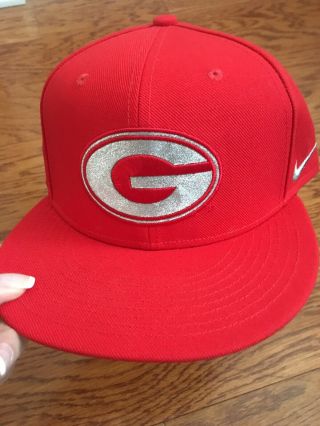 Nike True Georgia Bulldogs Hat Cap Uga Dawgs Snapback Red With Silver G One Size