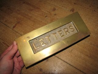 Vintage Solid Brass Letter Box Plate / Door Mail Slot Mailbox Spring 10 "