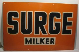 Old Antique Tin Farm Machinery Agriculture Sign - Surge Milker - Cow Husbandry