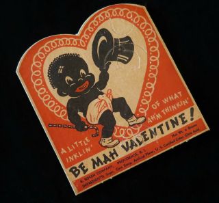 1940s Vintage Black Americana E.  Rosen Candy Lollipop Sucker Valentine