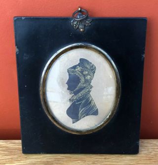 Victorian Silhouette Portrait Miniature Of A Lady In Papier - Mâché Frame