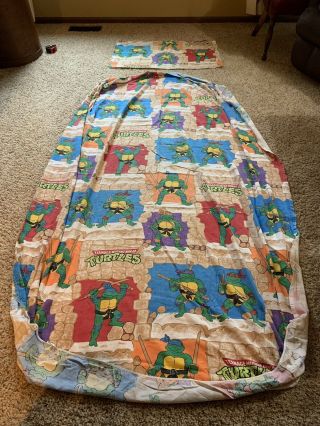 Vintage Teenage Mutant Ninja Turtles Child Sleeping Bag,  Bed Sheet,  Pillowcase 2