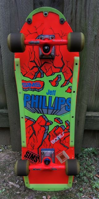 Vintage Sims Jeff Phillips Pro Model Complete Skateboard Gull Wing Bones Wheels