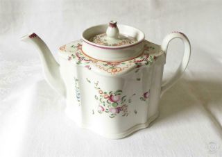 Good Sized Antique 18th Century Hall Porcelain Silver Shaped Teapot C1780