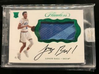 2017 Flawless Lonzo Ball Rookie Patch Auto /5 Rare Rc Emerald Rpa 1/1