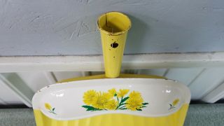 Vintage Retro Mid Century Metal Dust Pan,  Flowers Yellow 2