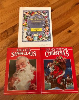 3 Vintage Christmas Books - Ideals Jolly Old Santa Night Before Golden Treasury