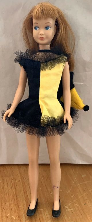 Vintage 1963 Mattel Straight Leg Red Hair Skipper Doll - W/ Partial Masquerade
