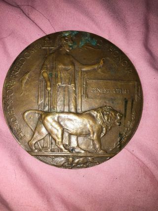 Antique Ww1 (1914 - 18) Death Plaque / Dead Mans Penny,  Military Ernest Uphill