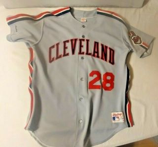 Rare Vintage 80s Cleveland Indians Gray Rawlings Jersey Sz 46 28