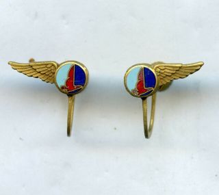 Rare Pilot Wing Bird Airlines Vintage Aviation Logo Pin Earrings