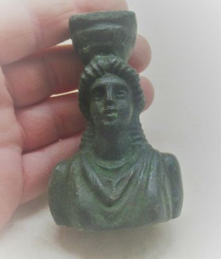 Circa 200 - 300ad Ancient Roman Bronze Bust Senatorial Figure Rare