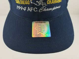 San Diego Chargers Vintage 1994 AFC Champions NFL Snapback Hat Headmaster 3