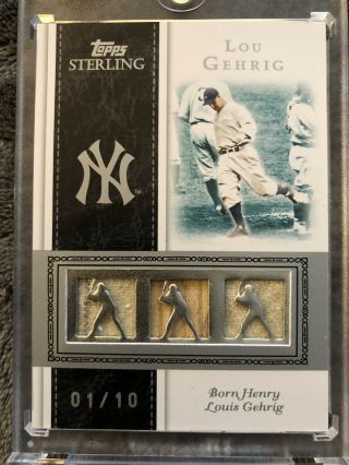 2008 Topps Sterling Stardom Relics Lou Gehrig Jersey Bat Card With Pinstripe