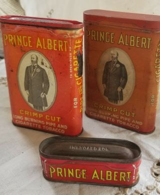 3 Vintage Prince Albert Tobacco Pocket Tins,  1 Mini