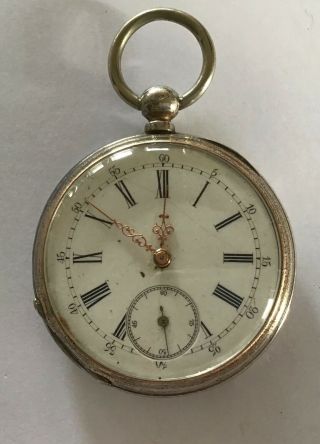 Antique Swiss Fine Silver Pocket Watch -,  Missing Seconds Hand 3