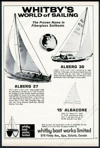 1968 Whitby Boat Alberg 37 30 Yacht Albacore Sailboat Vintage Print Ad