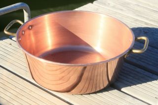 Antique Copper Confiture Jam Jelly Pan With Rounded Rim 4.  9lbs Diam 15inch